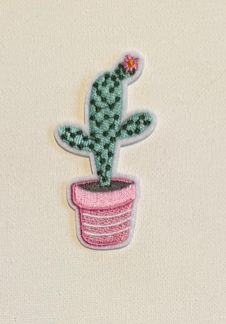 Cactus in pink pot hat patch
