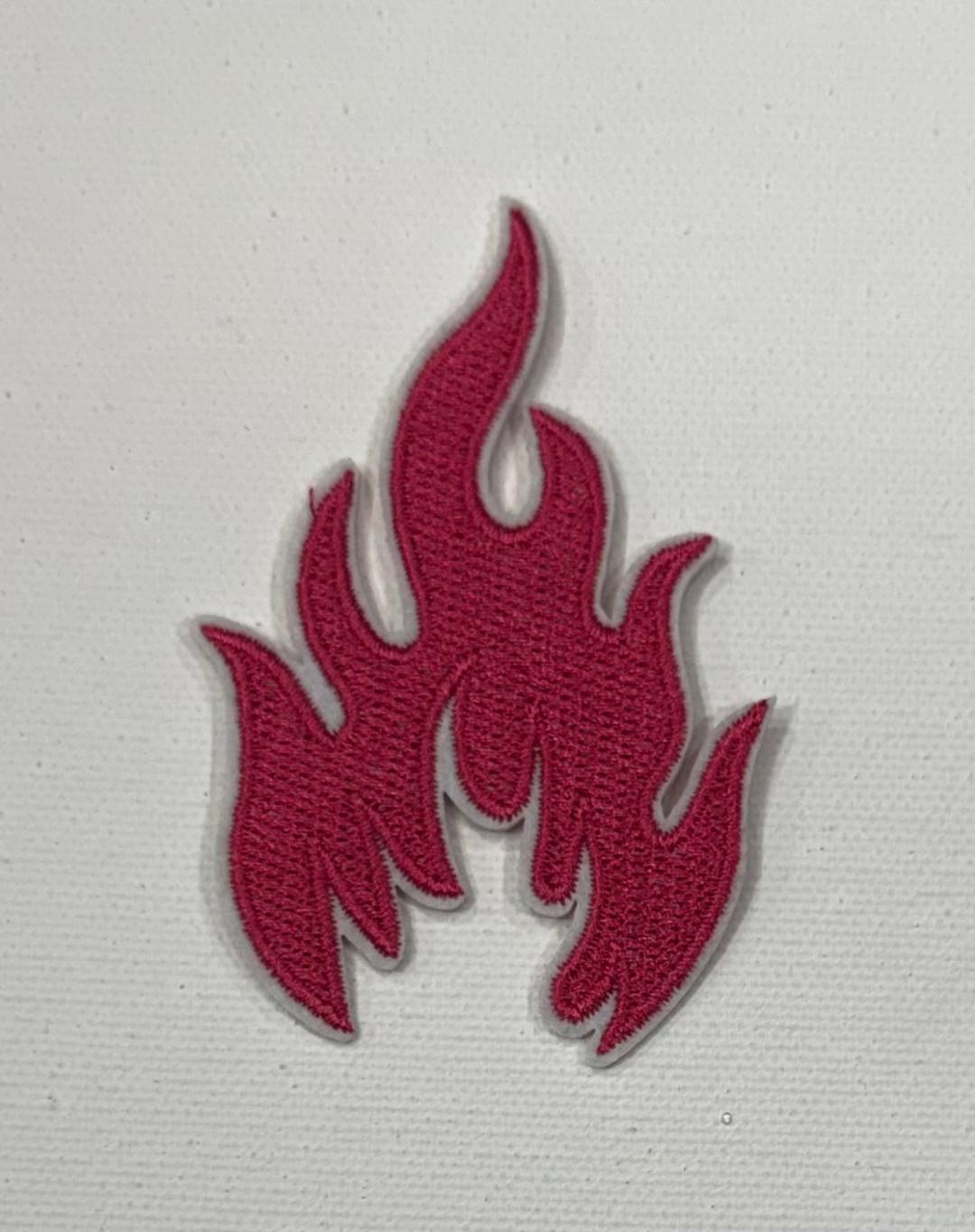 Flames - hot pink hat patch