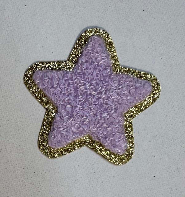 Purple, gold outlined star hat patch