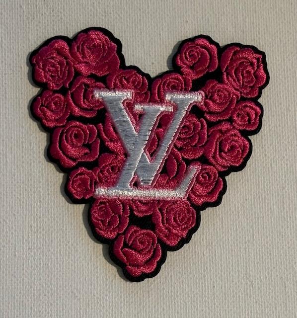 LV heart made of Pink roses hat patch
