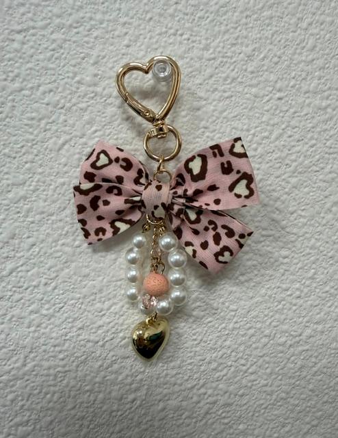 Pink Cheetah Bow charm