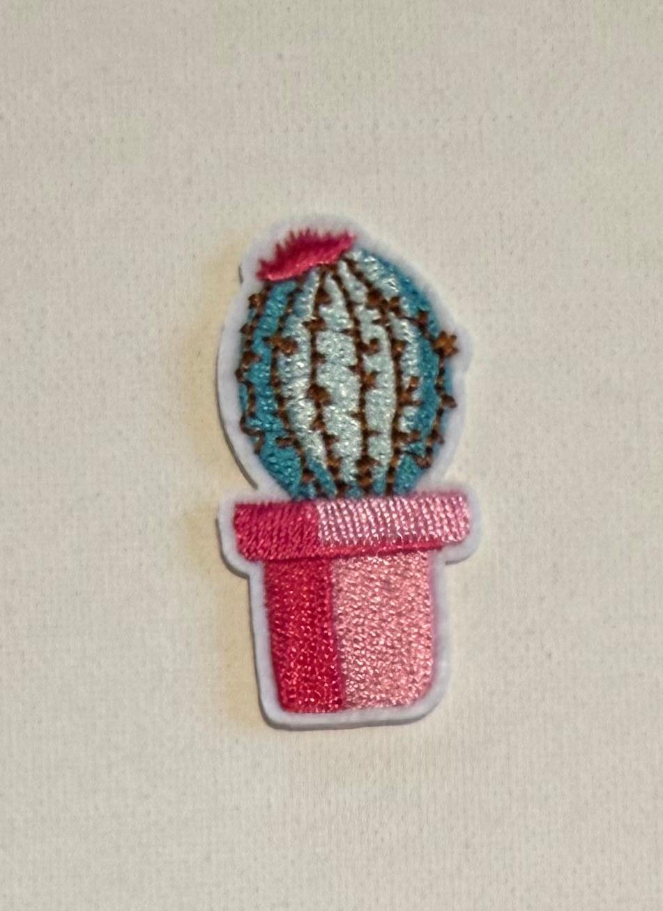 Round cactus in pot hat patch