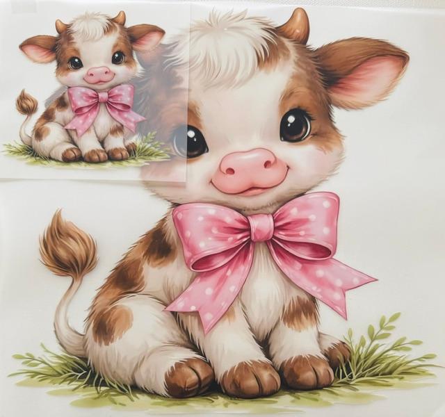 Cow-pink bow-2pc set