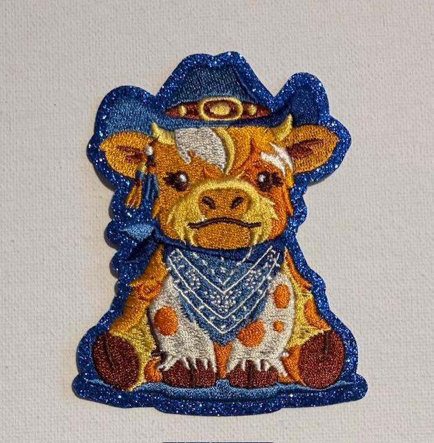 Cow w/ blue hat-hat patch