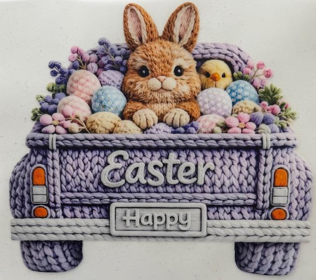 Easter bunny in truck-Light purple