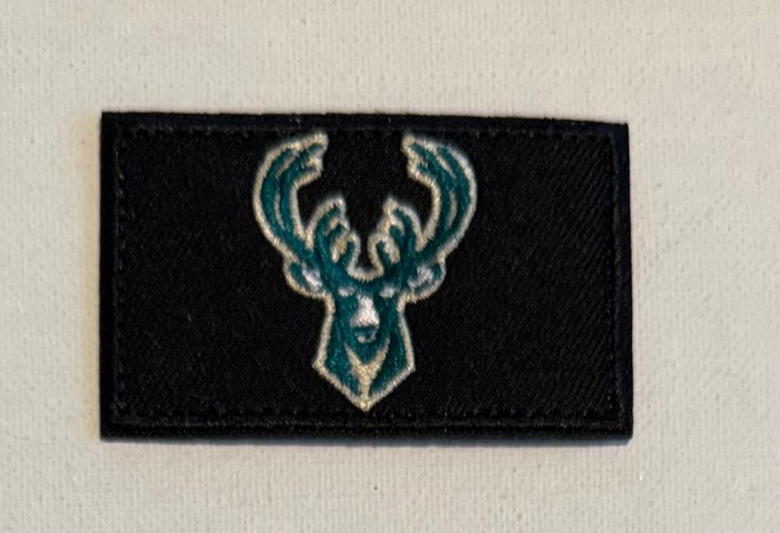 Deer hat patch,Teal color deer on black hat patch