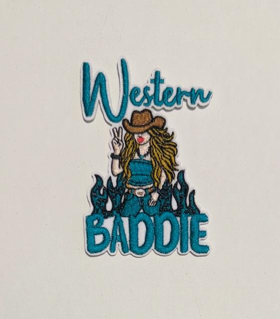 Western Baddie Teal hat patch