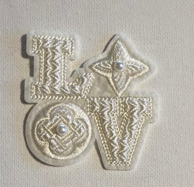 LV White Love hat patch