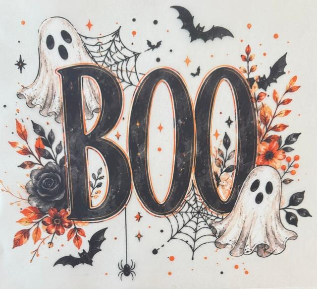 Boo - ghost, bats, spiderwebs