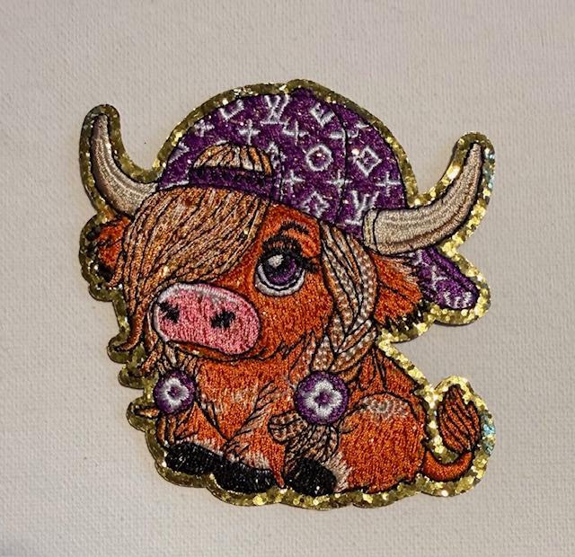 Girl cow w/ LV hat-hat patch