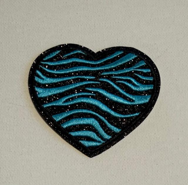 Teal zebra print hat patch