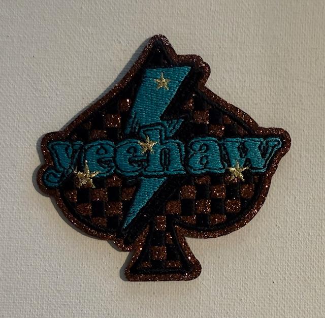 Spade, teal yeehaw hat patch