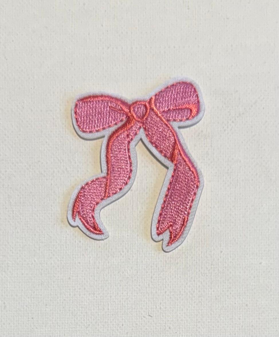 Pink bow hat patch, long tails