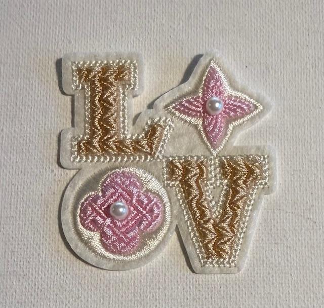 LV pink/tan Love hat patch