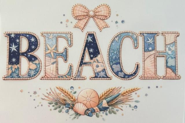 Beach (word)- lt pink bow