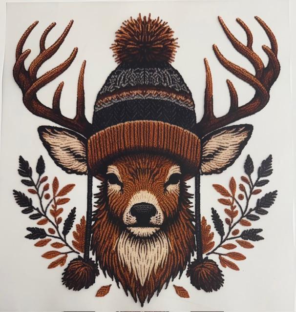 Deer wearing beanie-yarn