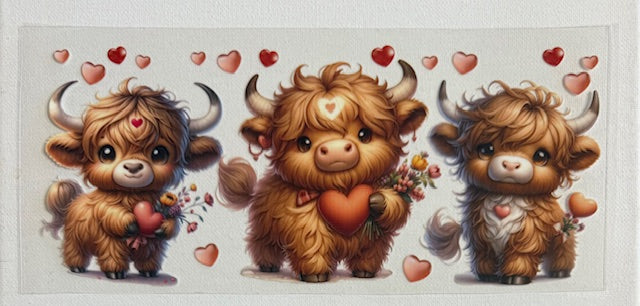 3 cows with hearts