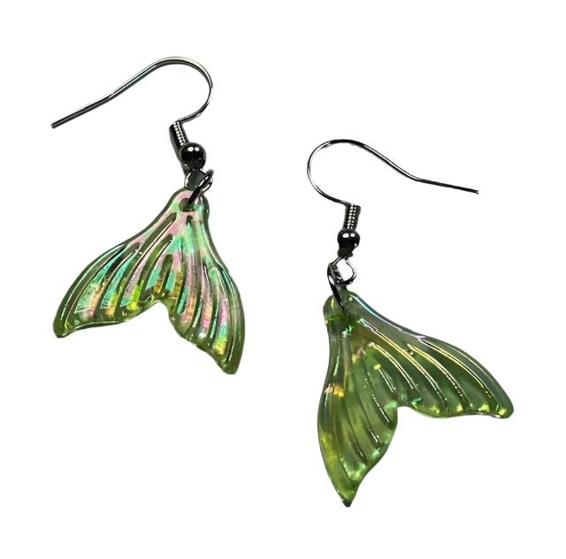 Earrings Irridescent green
