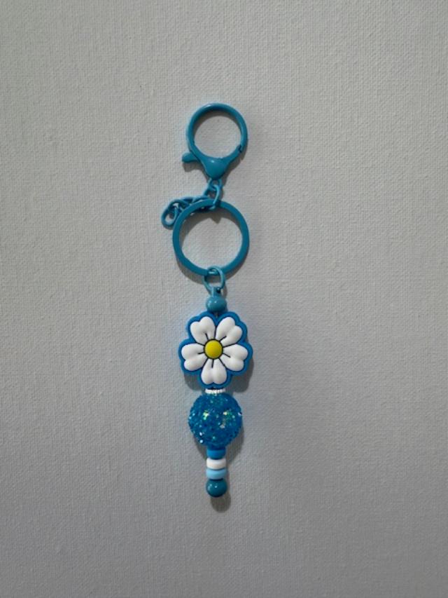 Teal flower keychain