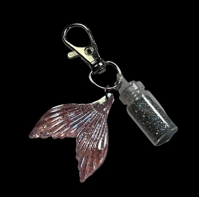 Key chain-pink glitter