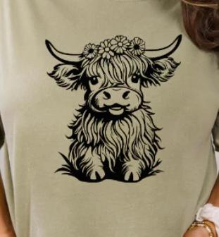 Shaggy Cow with flowers