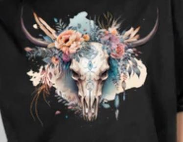 Skull with pretty flowers