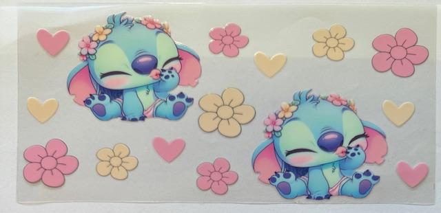 Sticth - baby pink, beige flowers