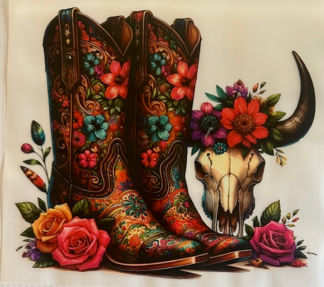Boots/Skull colorful flowers