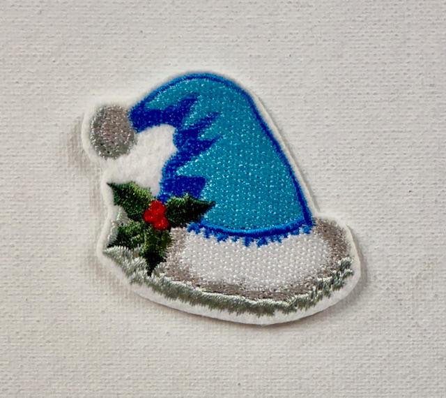 Blue Santa hat patch