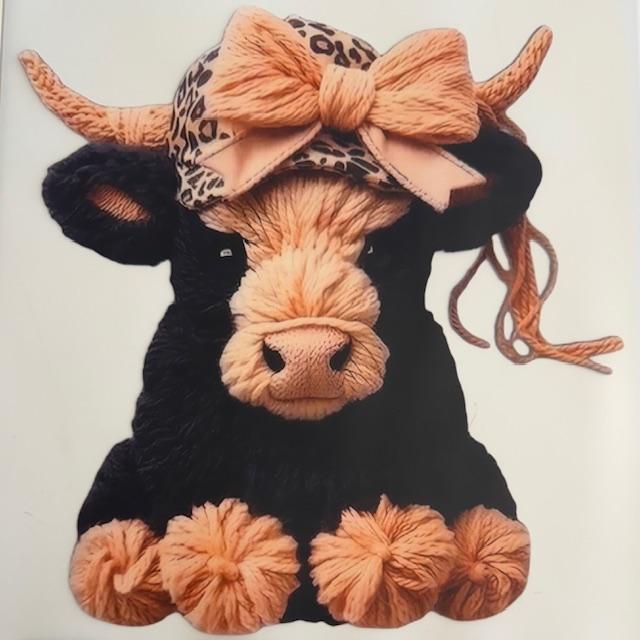 Black Cow pin bow -yarn