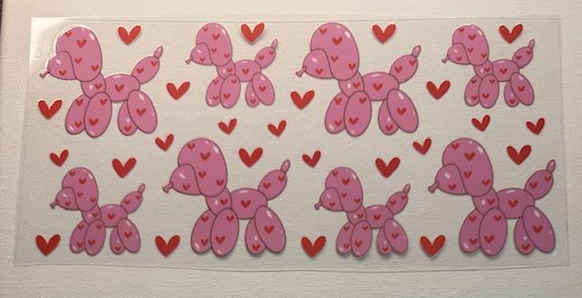 Balloon Dogs - pink w/ red hearts