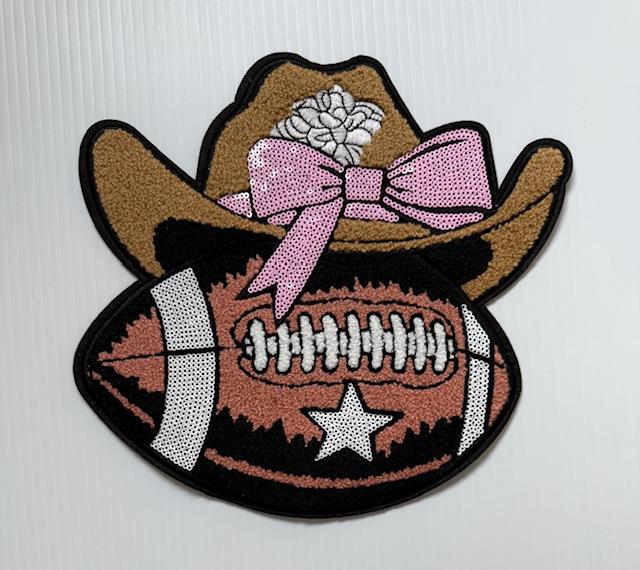Football w/ cowboy hat- fur Patch