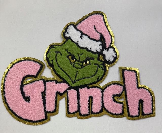 Grinch-pink letters patch