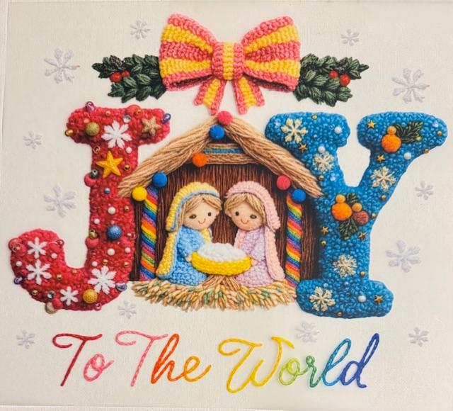 JOY to the world-pink/yellow bow