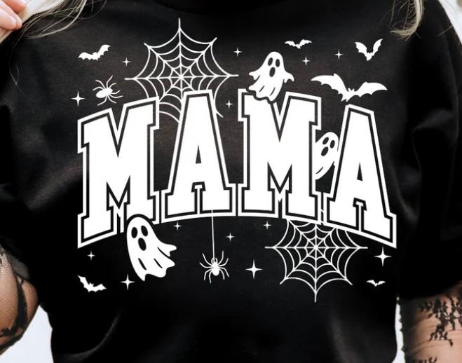 MAMA - spooky ghost/webs white