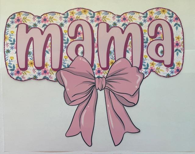 Mama - lt pink, bow