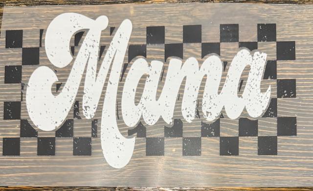 Mama - white/black checkered