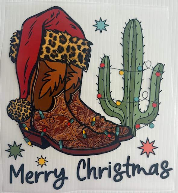 Merry Christmas - western boots/cactus