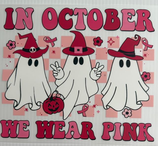 In Otober we wear pink - 3 ghost wearing pink hats