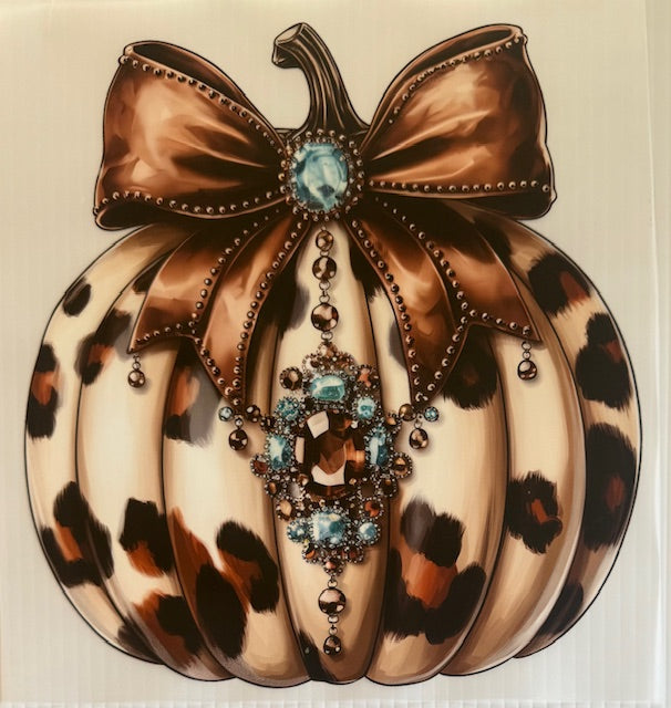 Pumpkin - brown bow, blue gems