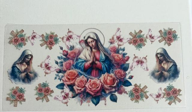 Virgen - pink roses/crosses
