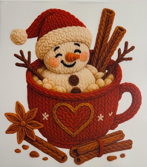 Snowman in cup-yarn