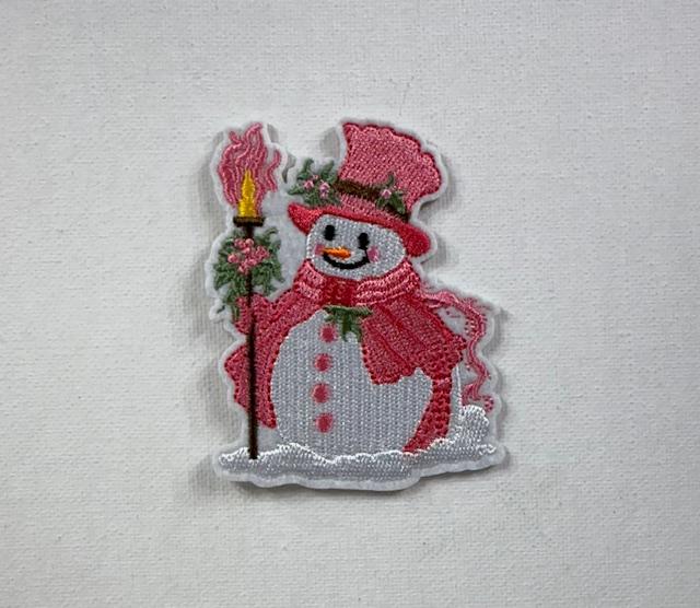 Snowman w/ pink scarf patch