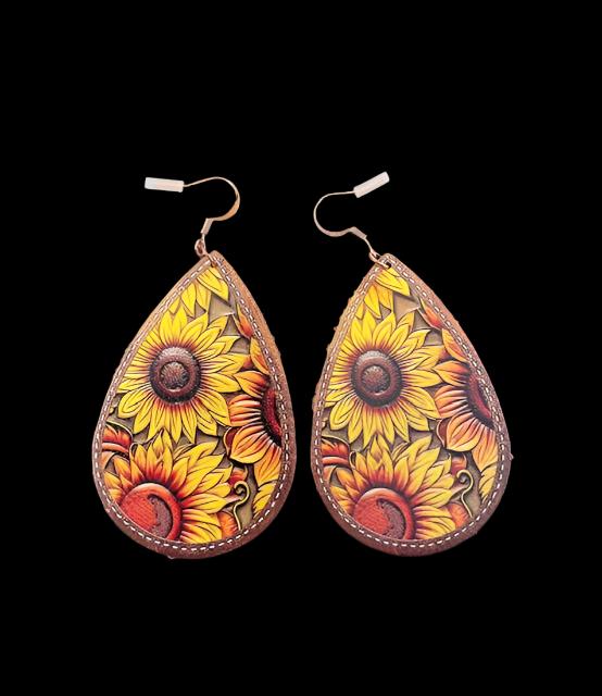 sunflower leather Earrings