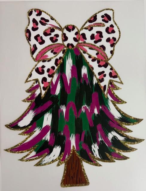 Christmas Tree-pink cheetah bow