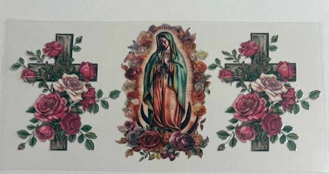 Virgen de Guadalupe - pink roses-2 crosses