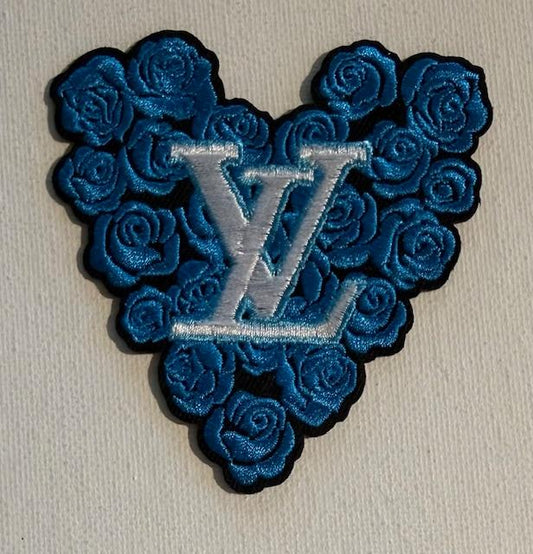 LV heart made of Blue roses hat patch