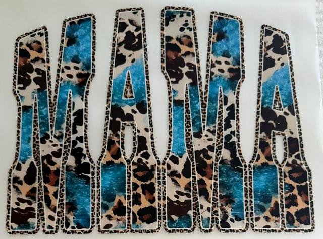 Mama - teal, animal print