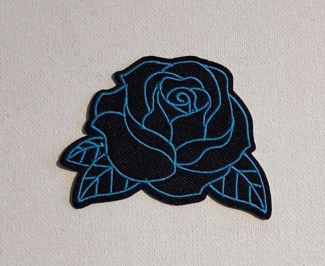 Rose-blue outline hat patch