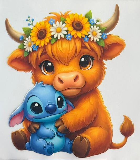 Cow holding baby Stitch